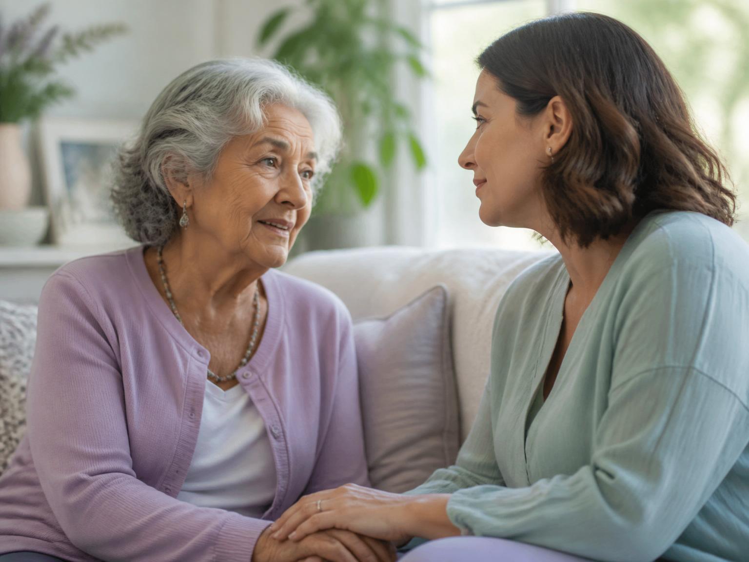 A family reviewing senior living costs and benefits together